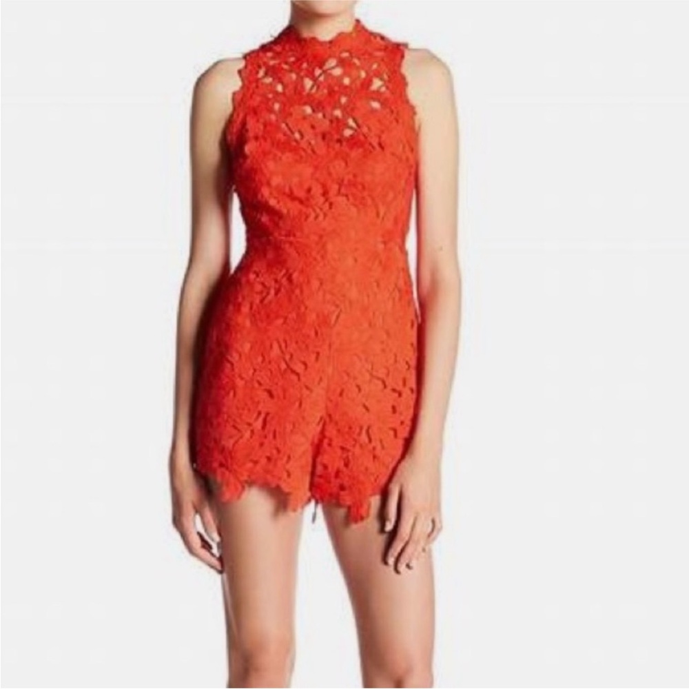 Astr The Label Red Lace Romper